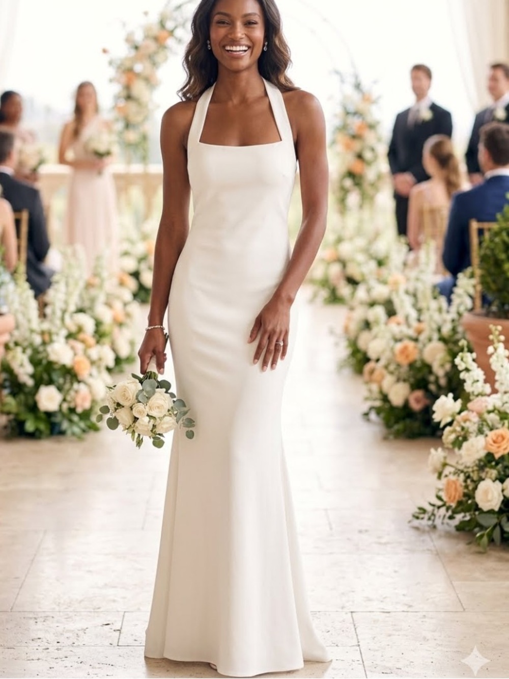 New Lulus Pure Romance Elegant White Halter Wedding Dress Sz XL